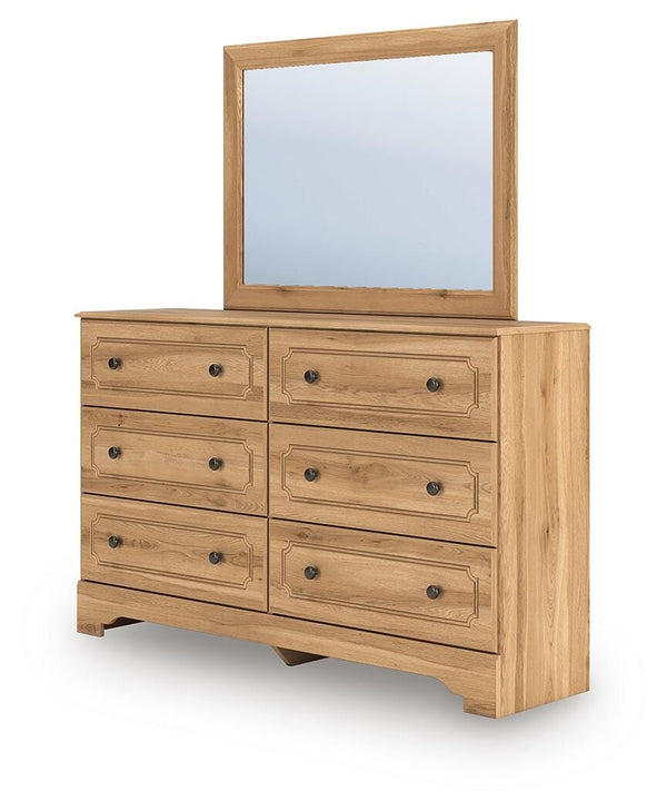 Aleaport 6-Drawer Dresser & Mirror Warm Brown