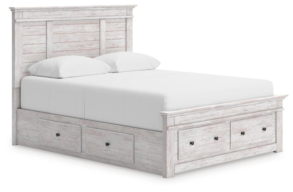 Makidern Queen Panel Storage Bed Whitewash