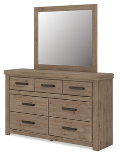 Oliandon Dresser & Mirror Light Brown