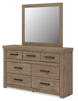 Oliandon Dresser & Mirror Light Brown