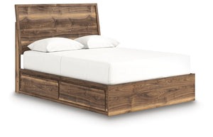 Chirason Queen Panel Bed with 2-Drawers of Storage Brown