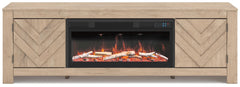 Cayboni 71-Inch TV Stand with Electric Fireplace Tan