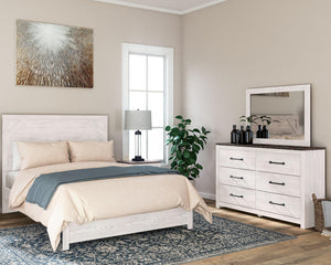 Gerridan Queen Bed with Mirrored Dresser & Nightstand White/Gray