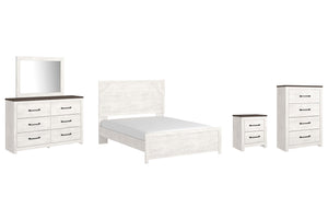 Gerridan Queen Panel Bed with Dresser & Mirror, Chest & Nightstand White/Gray