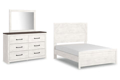 Gerridan Full Panel Bed with Dresser & Mirror White/Gray