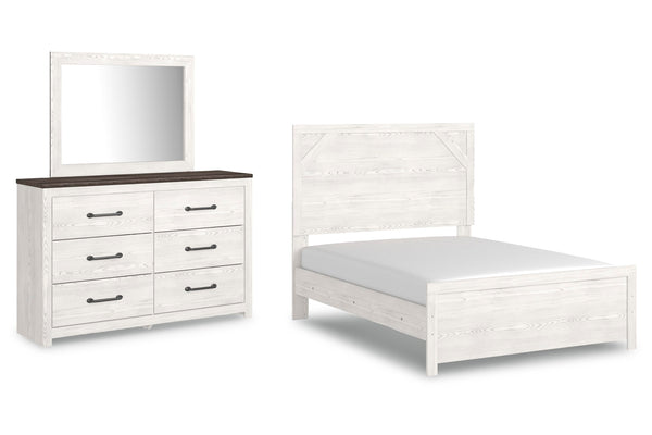Gerridan Full Panel Bed with Dresser & Mirror White/Gray