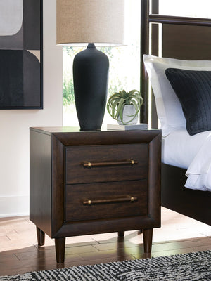 Dantenton 2-Drawer Nightstand with USB Merlot