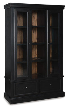 Greddinton 2-Door 2-Drawer Curio Black/Brown