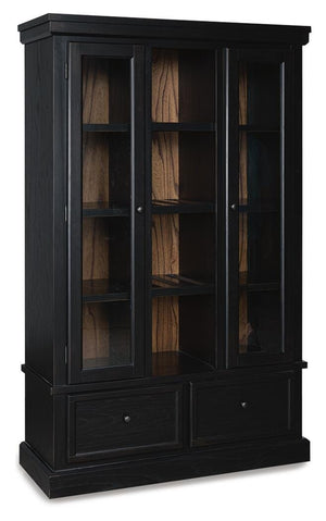 Greddinton 2-Door 2-Drawer Curio Black/Brown