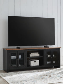 Wildenauer 76-Inch 4-Door XL TV Stand (Fireplace Optional) Brown/Black