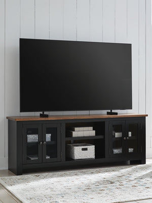 Wildenauer 76-Inch 4-Door XL TV Stand (Fireplace Optional) Brown/Black