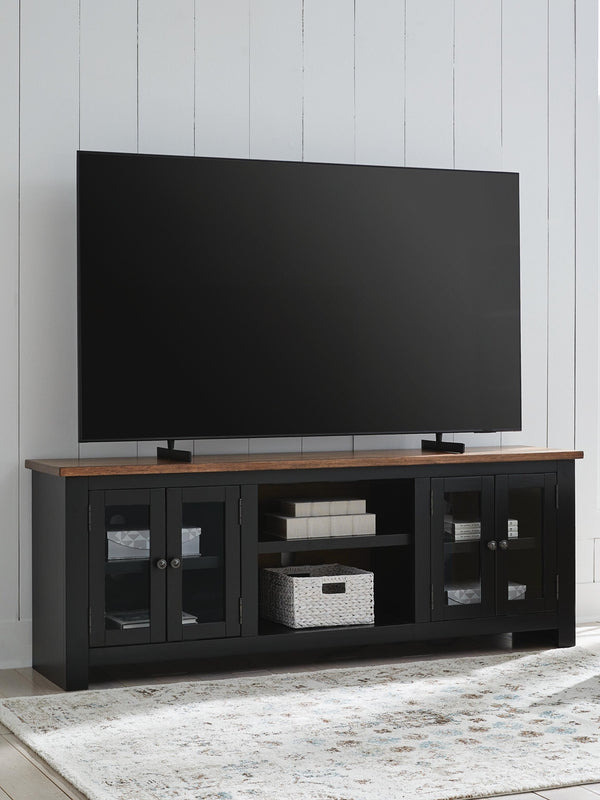 Wildenauer 76-Inch 4-Door XL TV Stand (Fireplace Optional) Brown/Black