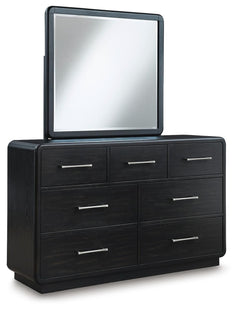 Rowanbeck 7-Drawer Dresser & Mirror Black