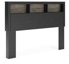Broachmyn Lighted Queen Bookcase Headboard with Night Light Black/Gray