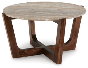 Tanidore Round Coffee Table Warm Brown