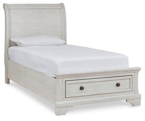 Robbinsdale Twin Sleigh 2-Drawer Storage Bed Antique White