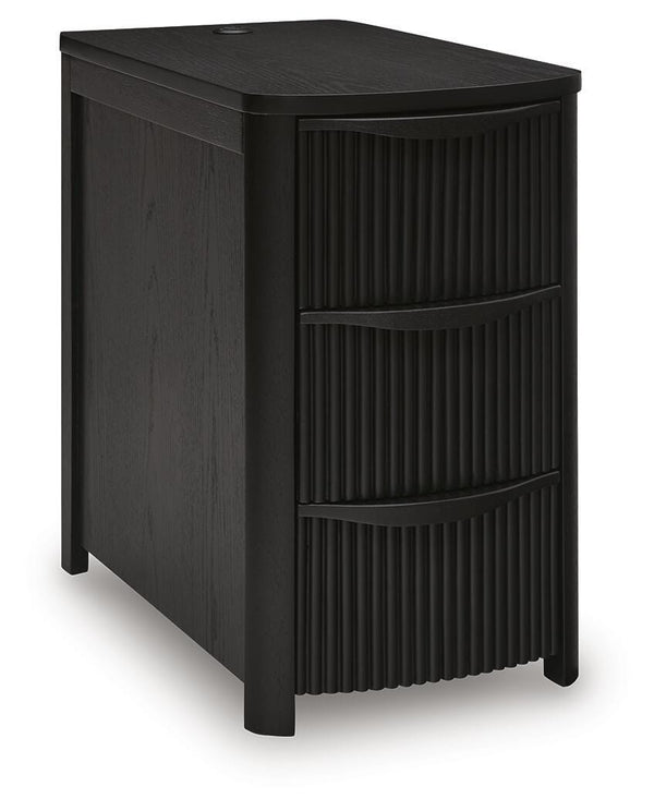 Camdill 3-Drawer Chairside End Table with USB Black