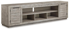 Naydell 92-Inch 2-Door XL TV Stand (Fireplace Optional) Gray