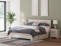 Lawroy King Panel Bed with Storage Light Natural