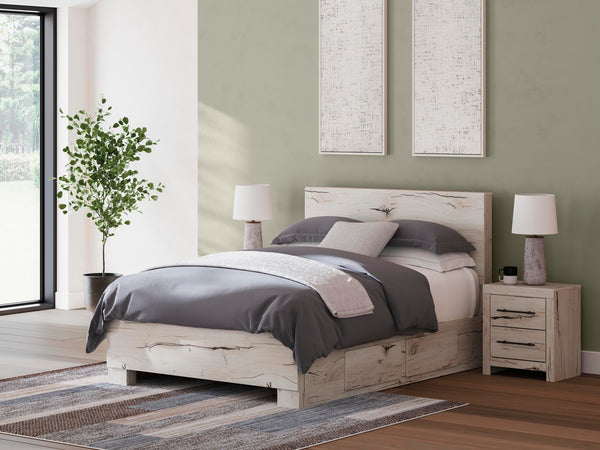 Lawroy Queen Panel Bed with Storage Light Natural