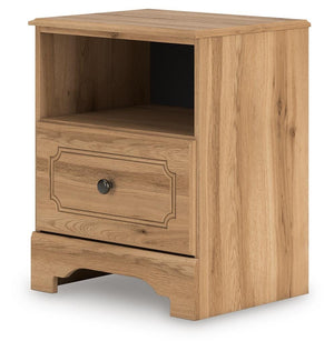 Aleaport 1-Drawer Nightstand with USB Warm Brown