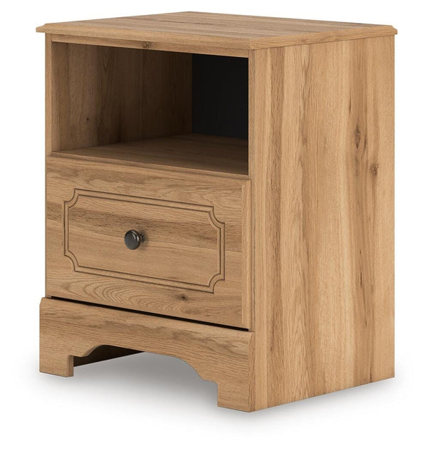 Aleaport 1-Drawer Nightstand with USB Warm Brown