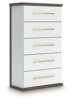Kendanport 5-Drawer Chest Brown/White