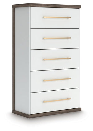 Kendanport 5-Drawer Chest Brown/White