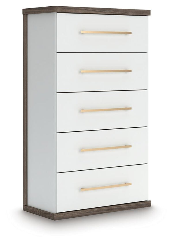 Kendanport 5-Drawer Chest Brown/White