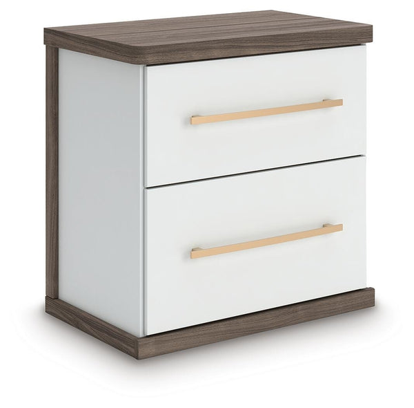 Kendanport 2-Drawer Nightstand with USB Brown/White