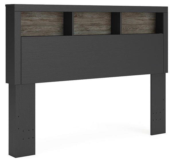 Broachmyn Queen Bookcase Headboard Black/Gray