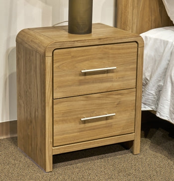 Gramburg 2-Drawer Nightstand with USB Warm Natural Brown