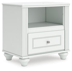 Kozlani 1-Drawer Nightstand with USB & Night Light White