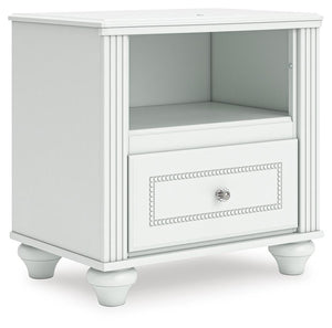 Kozlani 1-Drawer Nightstand with USB & Night Light White