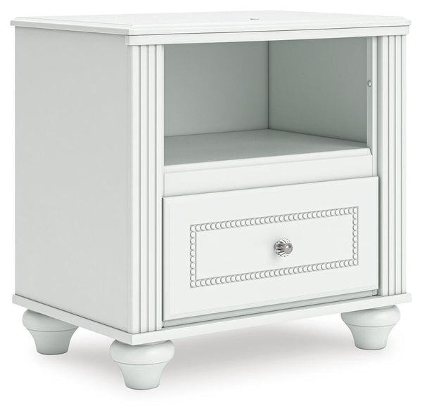 Kozlani 1-Drawer Nightstand with USB & Night Light White
