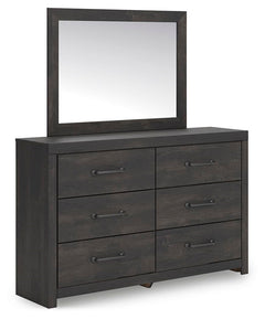 Hollivern 6-Drawer Dresser & Mirror Dark Gray