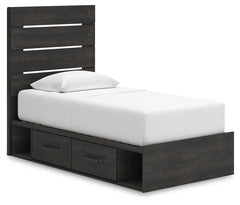 Hollivern Twin Panel Storage Bed Dark Gray