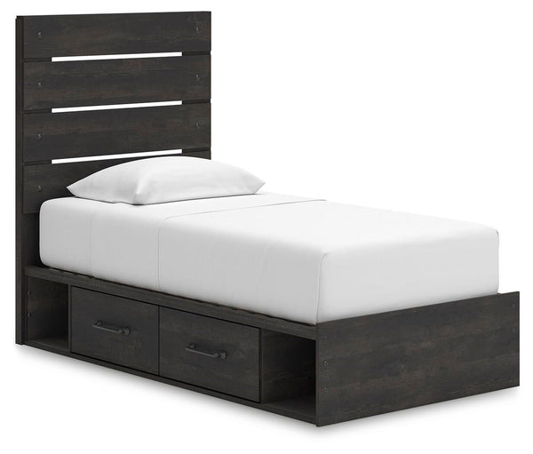 Hollivern Twin Panel Storage Bed Dark Gray