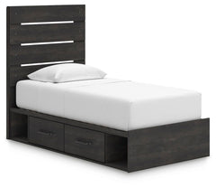 Hollivern Twin Panel Bed with Storage Dark Gray