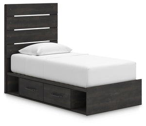Hollivern Twin Panel Bed with Storage Dark Gray