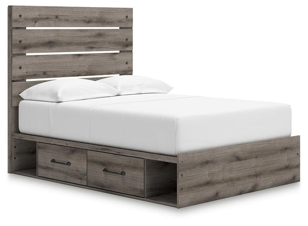 Graystorm Full Panel Bed with Storage Brown Gray