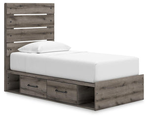 Graystorm Twin Panel Storage Bed Brown Gray