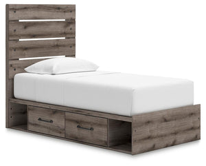 Graystorm Twin Panel Bed with Storage Brown Gray