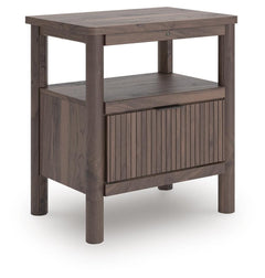 Pamytta 1-Drawer Nightstand with USB & Night Light Brown