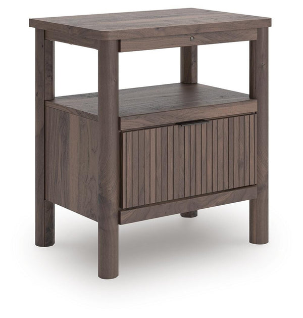 Pamytta 1-Drawer Nightstand with USB & Night Light Brown