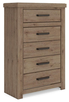 Oliandon 5-Drawer Chest Light Brown