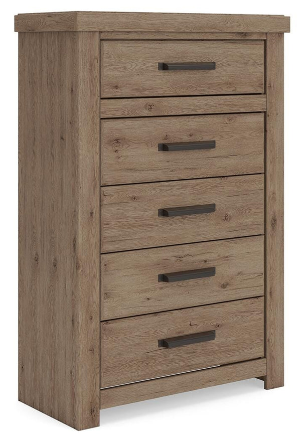 Oliandon 5-Drawer Chest Light Brown