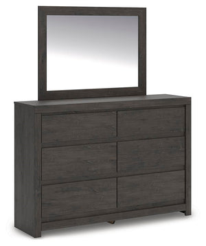 Fraluna 6-Drawer Dresser & Mirror Charcoal