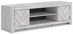 Cayboni 71-Inch 2-Door LG TV Stand (Fireplace Optional) Whitewash