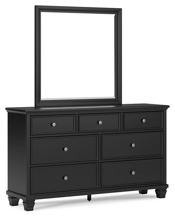 Lanolee 7-Drawer Dresser & Mirror Black